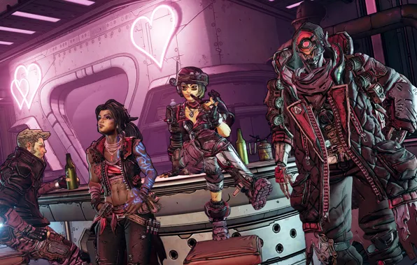 Robot, bar, soldiers, Borderlands 3