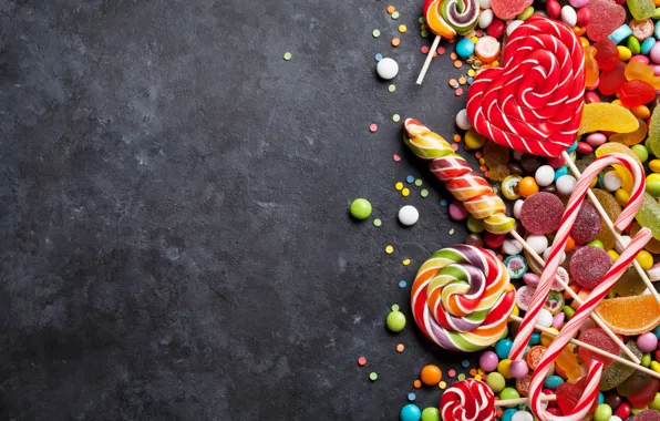 Picture lollipops, confetti, marmalade, marshmallows