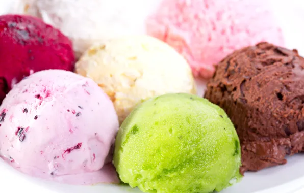 Balls, chocolate, ice cream, dessert, sweet, color, fruit, Ice cream