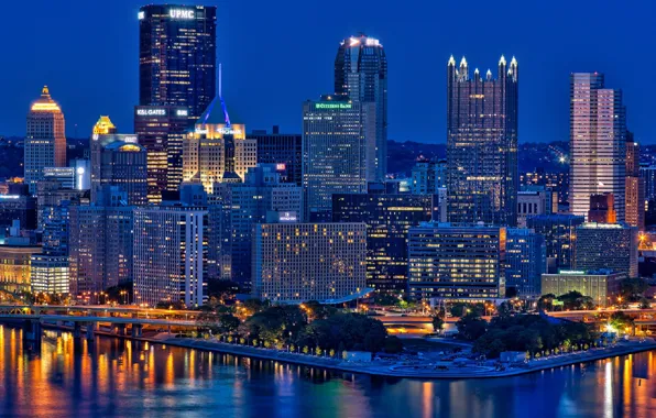 Lighted city at night time, pittsburgh HD wallpaper | Wallpaper Flare