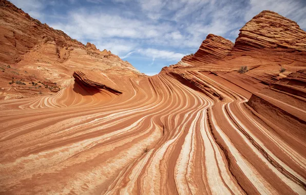 Desert, landscape, nature, Arizona, clouds, rocks, erosion, coyote buttes
