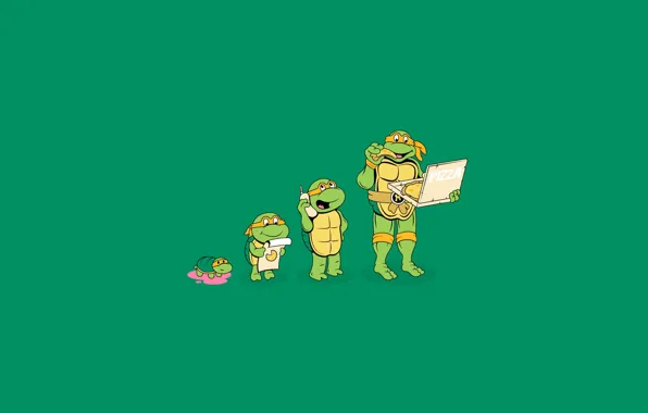 Minimalism, pizza, teenage mutant ninja turtles, Michelangelo