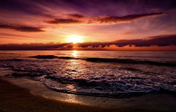Sea, sunset, nature