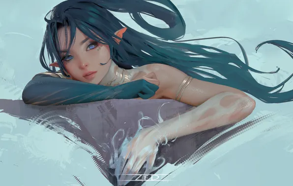 Girl, elf, fantasy, by ZED
