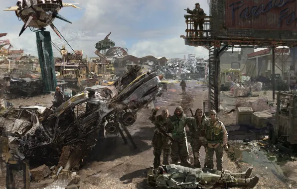 Picture base, dump, metal, barrels, Fallout 3, Paradise Falls