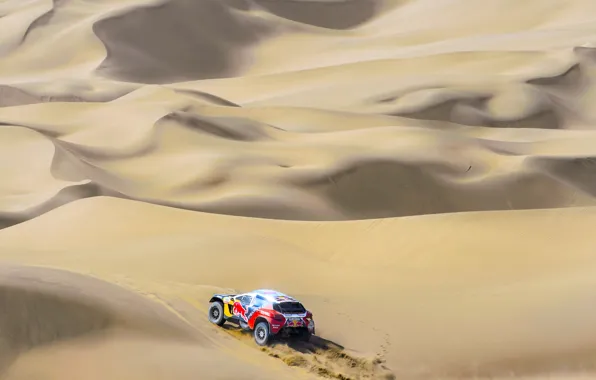 Sand, Sport, Speed, Race, Peugeot, Red Bull, Rally, Dakar