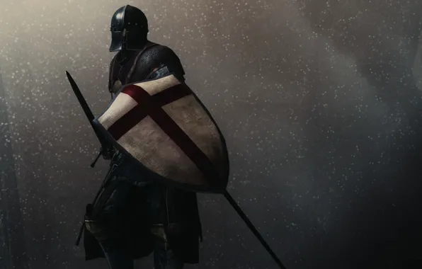 Rendering, background, sword, armor, warrior, helmet, shield