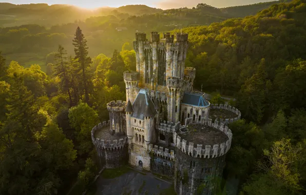 Forest, castle, architecture, Spain, Spain, Biscay, Basque Country, Alex Roman