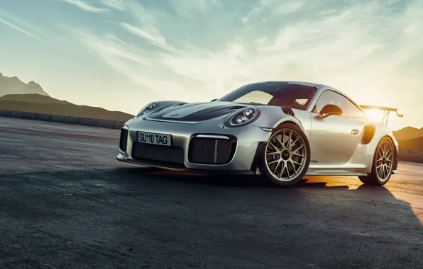 Sunset, Auto, Porsche, Machine, Grey, Car, Render, GT2