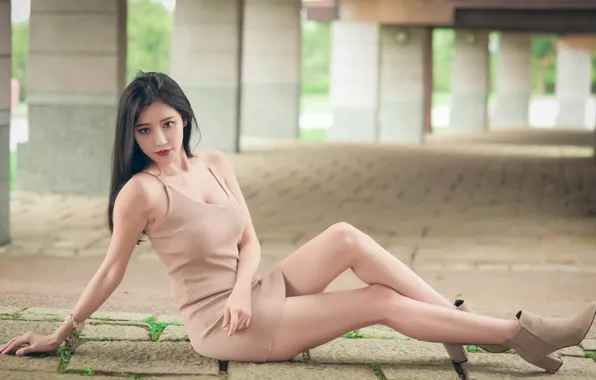 Picture girl, dress, legs, beauty