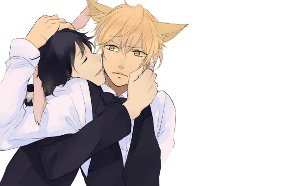 Art, guys, ears, characters, Durarara, Durarara, Of Izaya Orihara, Heiwajima Shizuo