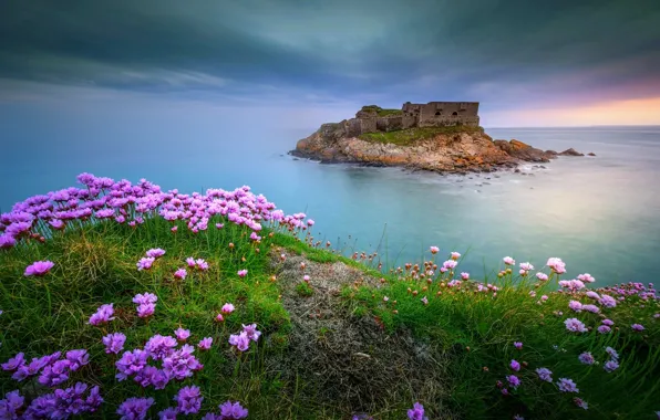 Sea, flowers, France, fortress, Wim Denijs