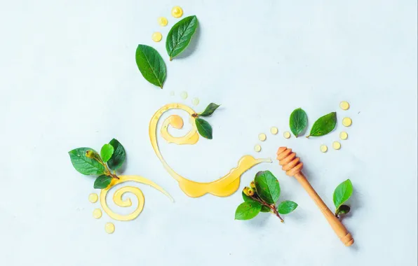 Picture white, leaves, background, pattern, food, honey, still life