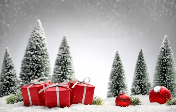 Snow, tree, Christmas, gifts, New year, Christmas, Photos, vectors