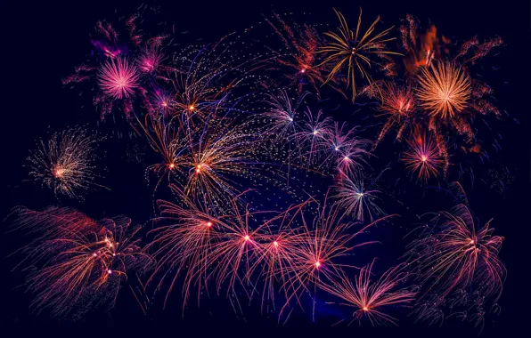 Light, night, lights, salute, New year, fireworks, fireworks