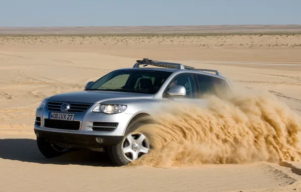 Sand, the sky, desert, volkswagen, horizon, jeep, SUV, the front