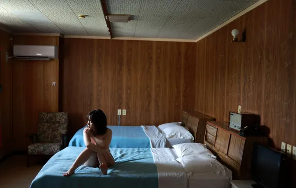 Beautiful, Asian, Model, Bed, Woman, Nude, Naked, Pretty