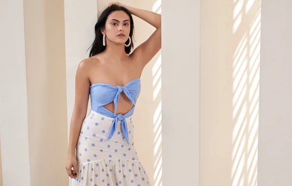 Picture look, girl, pose, photo, tan, earrings, dress, brunette