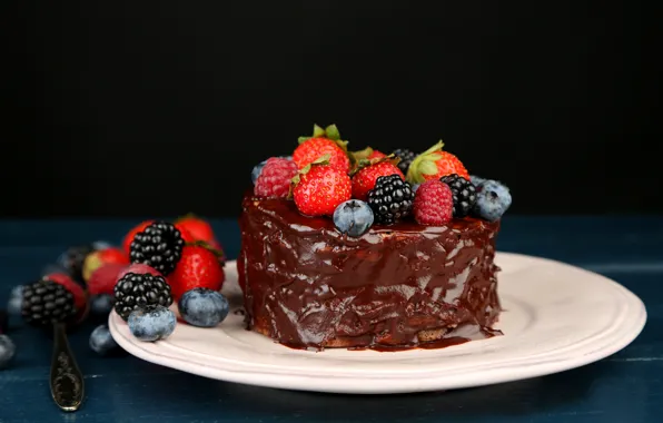 Picture raspberry, food, chocolate, blueberries, strawberry, cake, cake, cake