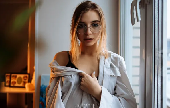 Picture girl, glasses, shirt, Ruslan Radchenko