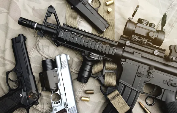 Gun, accessories, machine gun