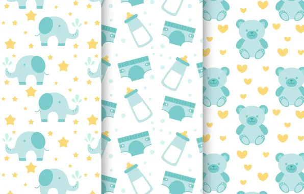 Wallpaper, Baby, bears, patterns, collection, children's room