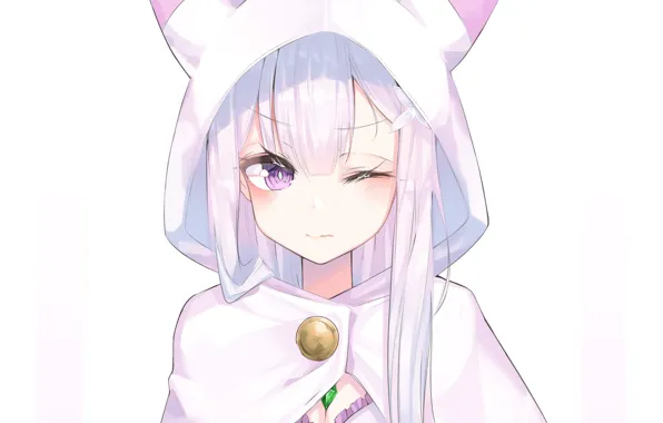Girl, background, cloak, Emilia, Re Zero Kara Hajime Chip Isek Or Seikatsu, Life In The …