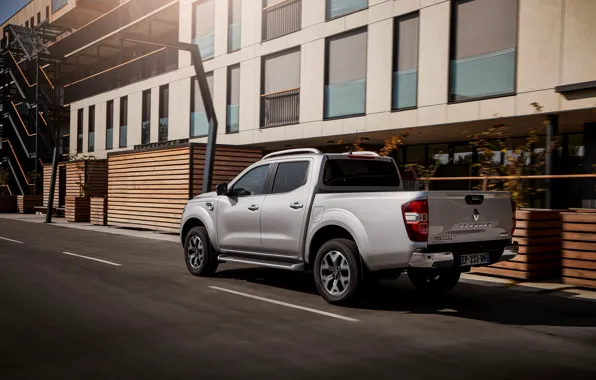 House, wall, Renault, pickup, 4x4, 2017, Alaskan, gray-silver