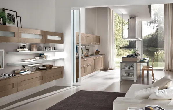 Style, Villa, interior, Italy, kitchen, living room, dining room, dining area