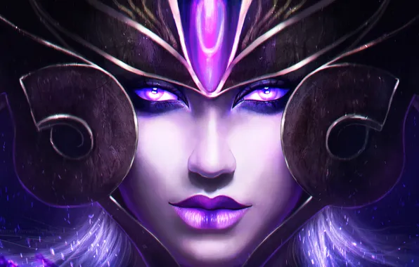 Picture girl, face, league of legends, Syndra