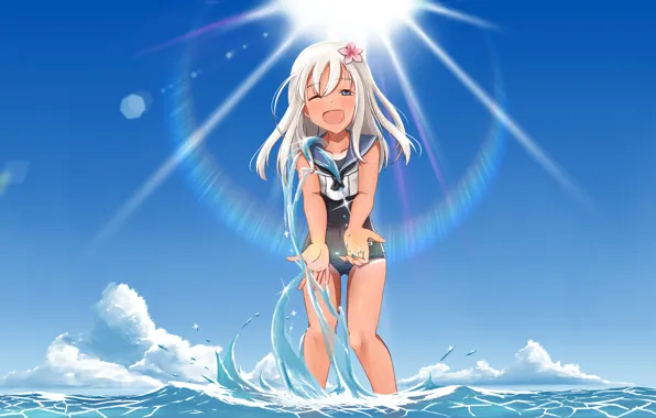 The sun, The sky, Sea, Summer, Girl, Kantai Collection