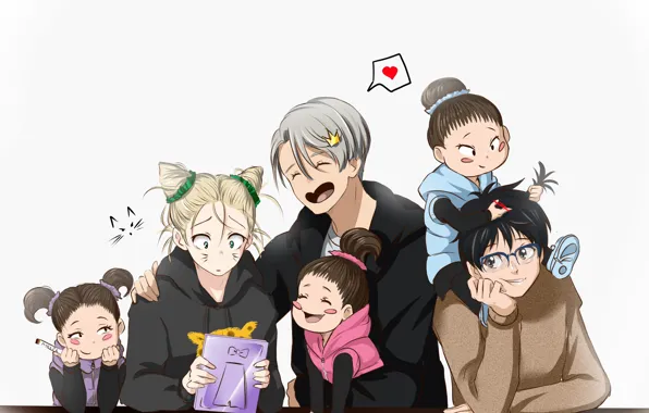 Joy, children, anime, art, hairstyles, Yuri on Ice, Yuri on the ice, victor nikiforov