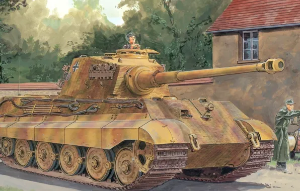 Picture war, art, ww2, german tank, panzerkampfwagen, tank, tiger tank, panzer Vll