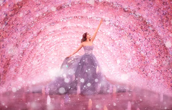 Look, girl, decoration, pose, style, lights, Shine, arch