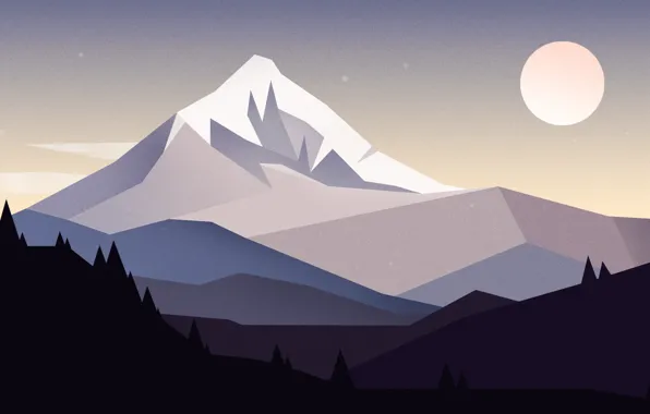 Nature, Minimalism, Mountains, The moon, Mountain, Hills, Hill, Moon