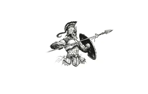 Helmet, spear, shield, Hoplite
