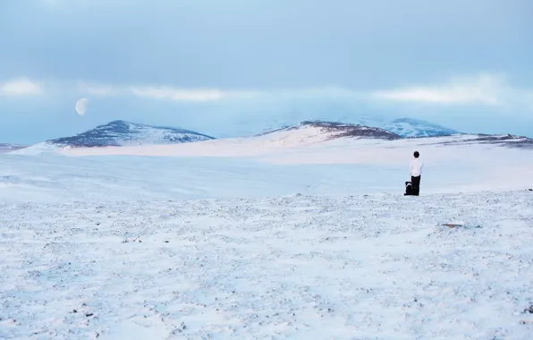Cold, winter, snow, mountains, each, loyalty, the moon, people