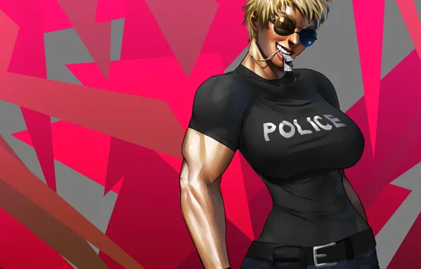 Picture chest, girl, police, art, glasses, police, anime, tokens