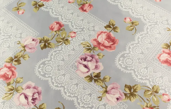 White, flowers, pattern, figure, Shine, roses, texture, fabric