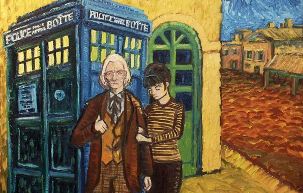 Girl, police box, art, time travel, William Hartnel, tardis, dr Who