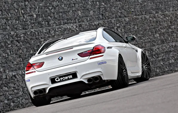 BMW, white, tuning, coupe, g-power, back, f13