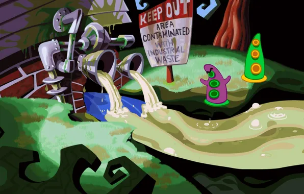 Picture house, villain, pollution, Day of the Tentacle