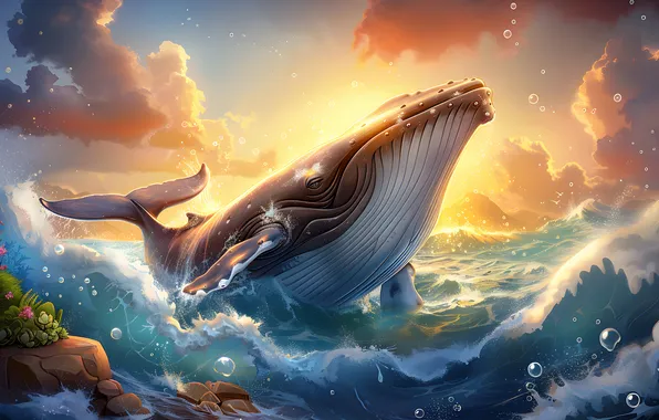 Picture digital, art, beautiful, whale