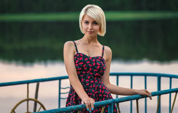 Look, nature, pose, river, model, portrait, makeup, dress