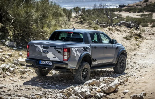 Grey, shore, vegetation, the descent, Ford, Raptor, pickup, Ranger