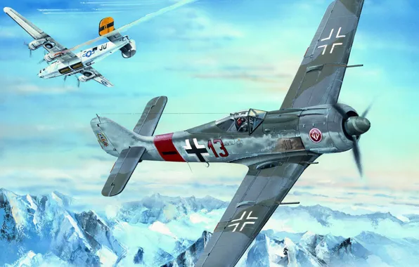 Picture Focke-Wulf, Shrike, piston fighter monoplane, German single-seater single, FW-190A-8