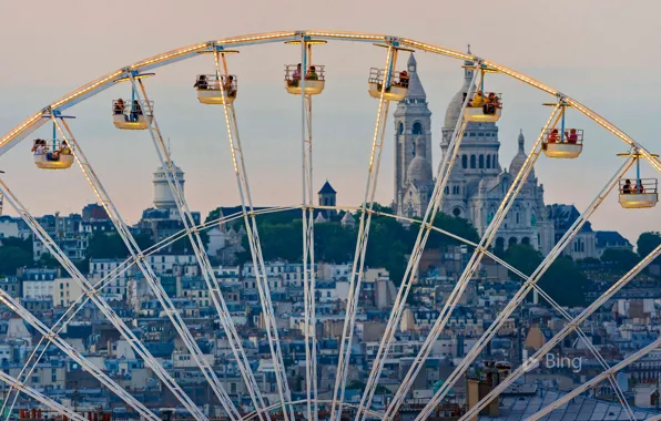 Picture France, Paris, Ferris wheel, Basilica, Montmartre, The Tuileries Garden, Sacre Coeur