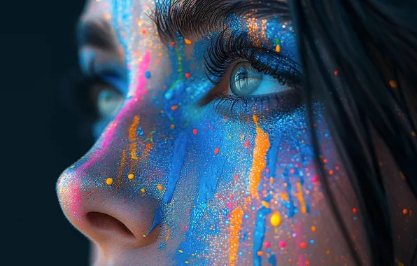 Eyes, paint, Anton Papalutsa, MidJourney Girl Model