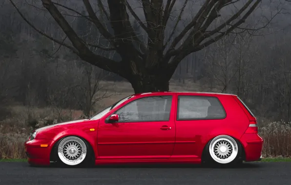 Picture red, tuning, volkswagen, profile, red, Golf, golf, Volkswagen