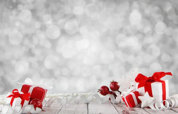 Picture gift, holiday, tape, decoration, berries, new year, balls, box